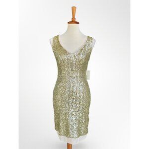 NWT Bisou Bisou gold sequin mini dress 8 M medium formal club date cocktail cute